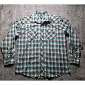 Pelham Long Sleeve Pearl Snap Western Shirt Men's Size XXL Plaid